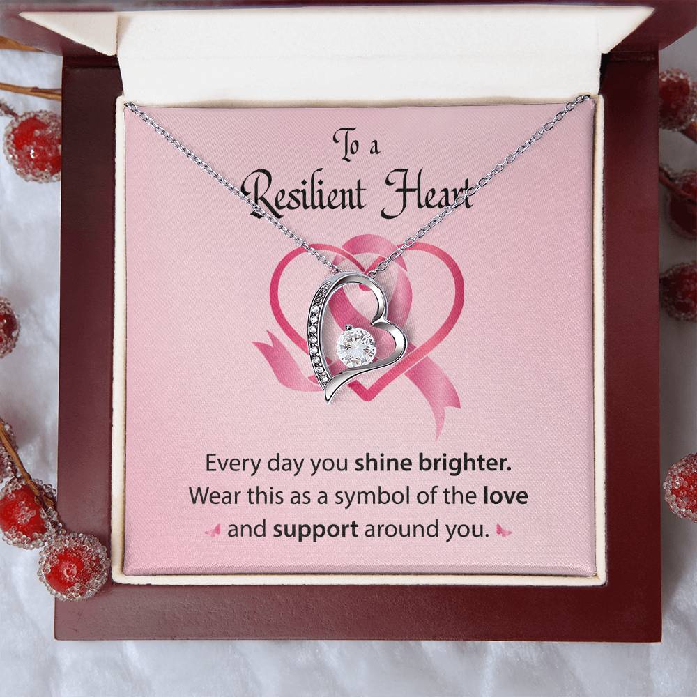 To a Resilient Heart - Alluring Beauty Heart Necklace - Breast Cancer Awareness