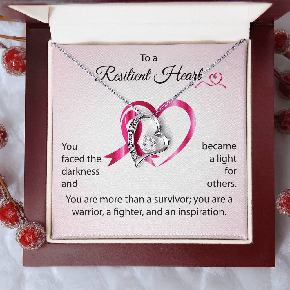 You Faced the Darkness and Became a Light for Others - Breast Cancer Awareness Forever Love Necklace