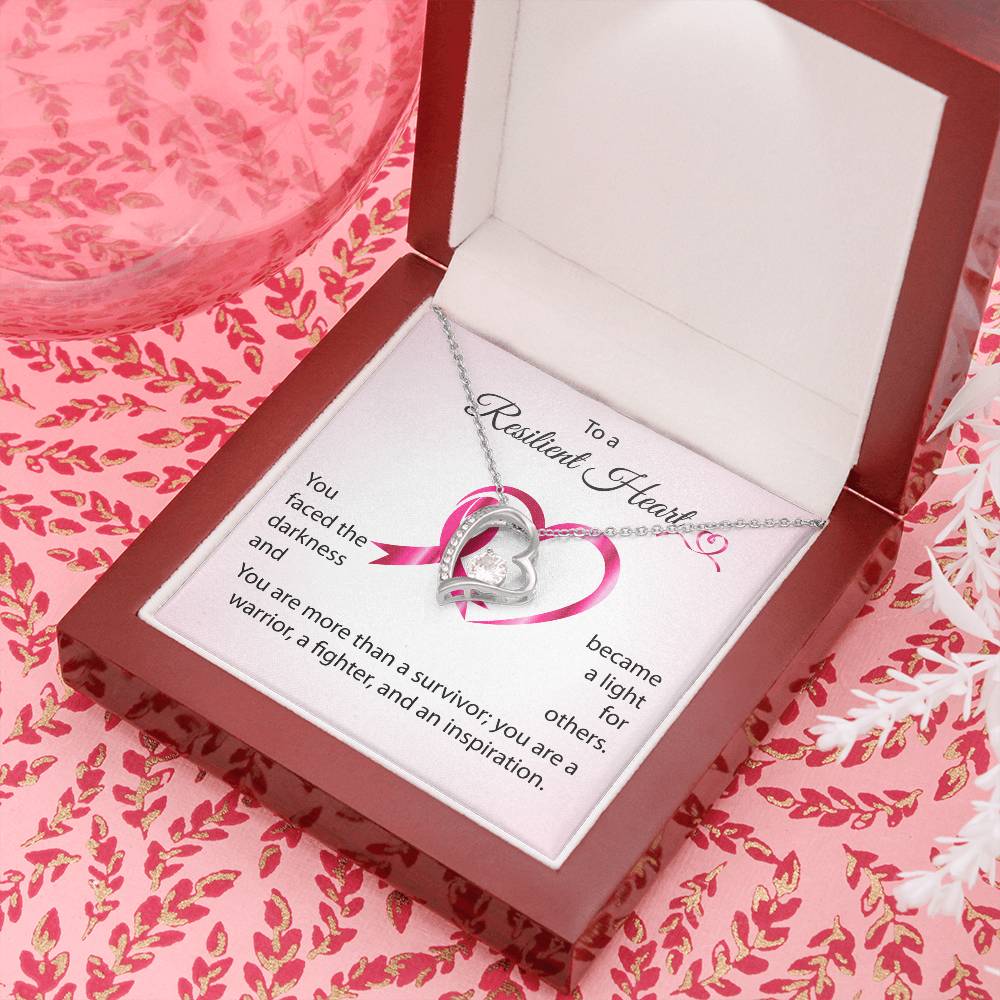 You Faced the Darkness and Became a Light for Others - Breast Cancer Awareness Forever Love Necklace