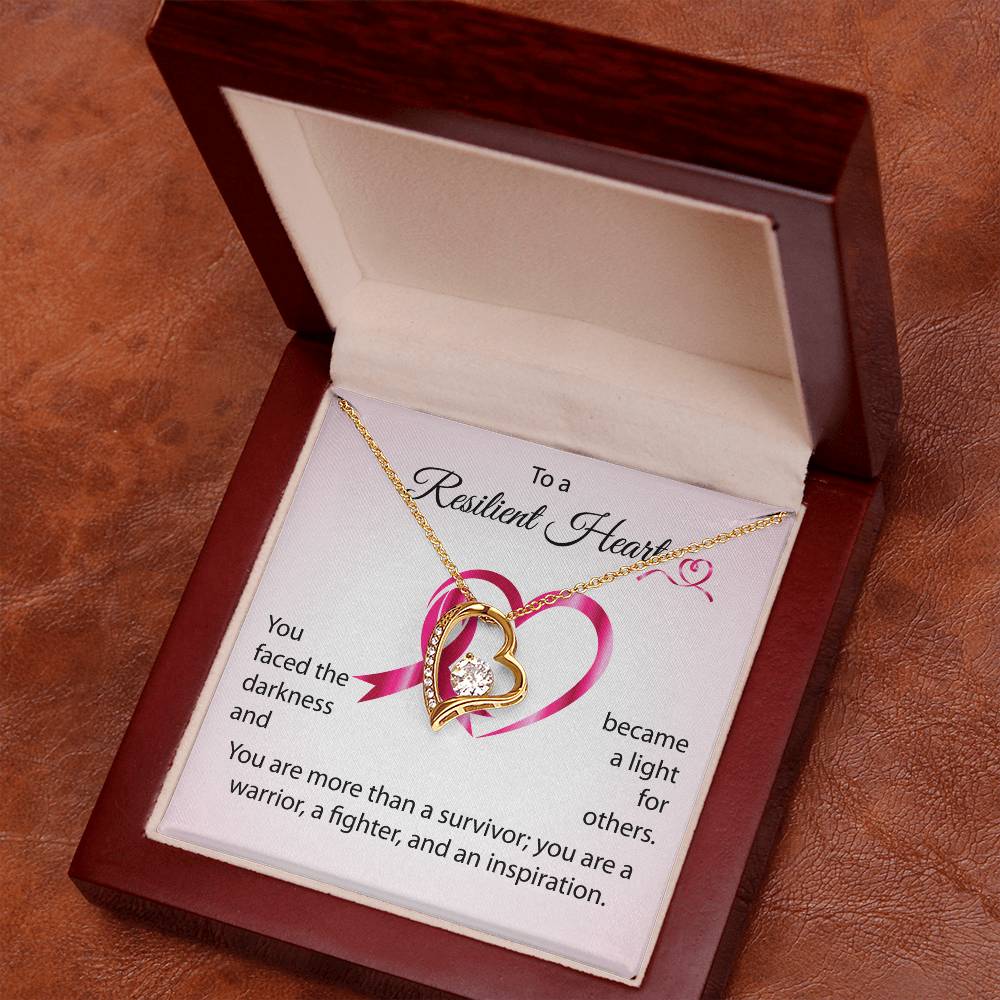 You Faced the Darkness and Became a Light for Others - Breast Cancer Awareness Forever Love Necklace