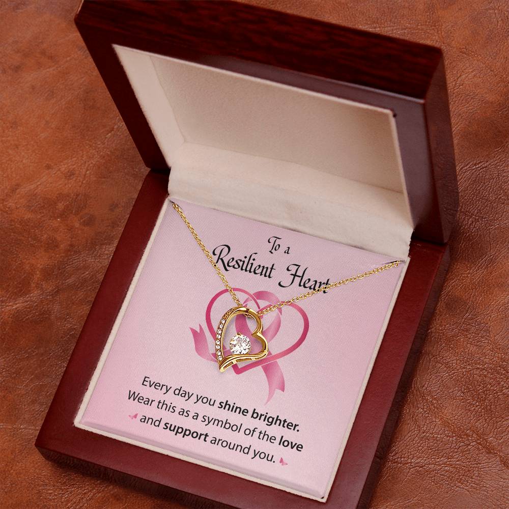 To a Resilient Heart - Alluring Beauty Heart Necklace - Breast Cancer Awareness