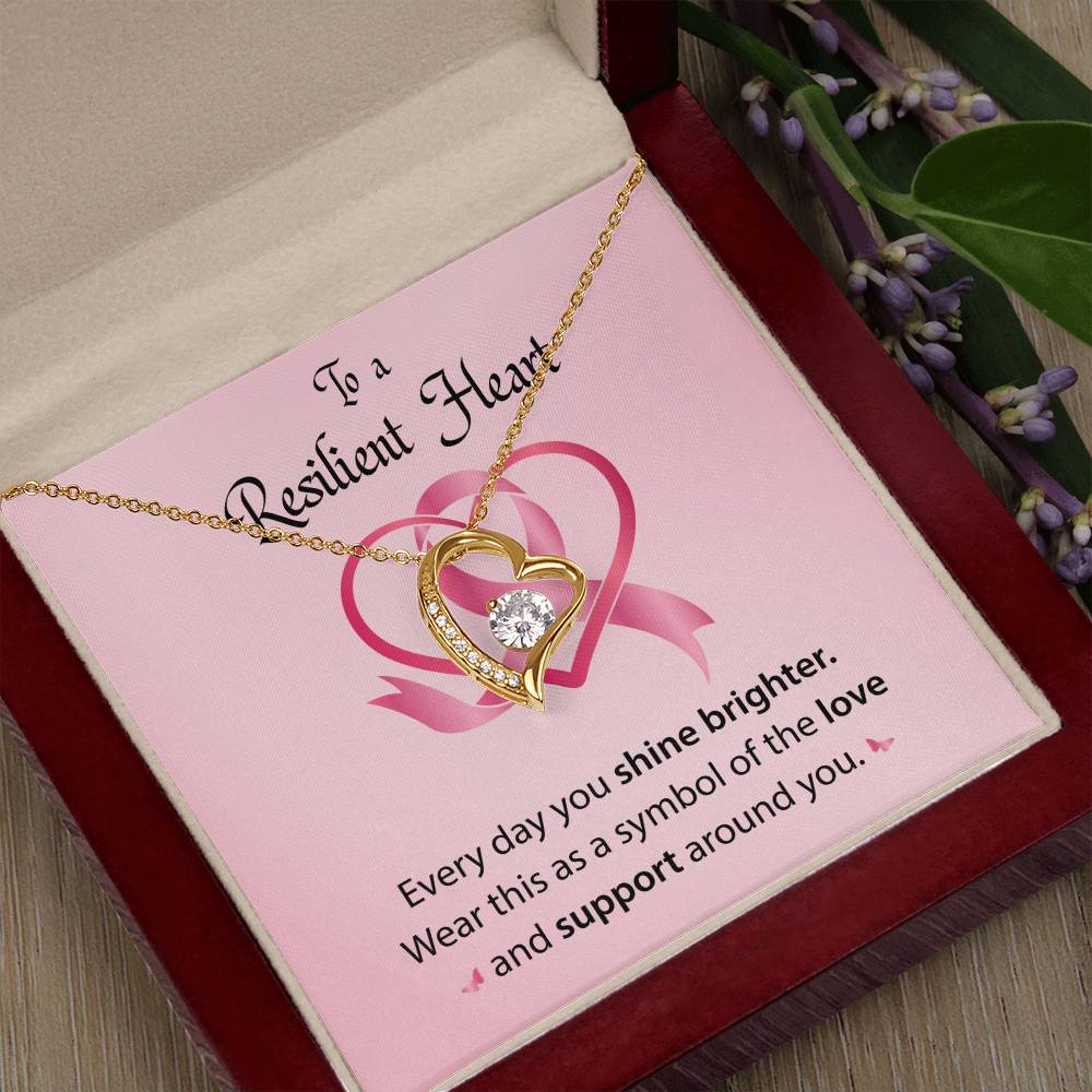 To a Resilient Heart - Alluring Beauty Heart Necklace - Breast Cancer Awareness