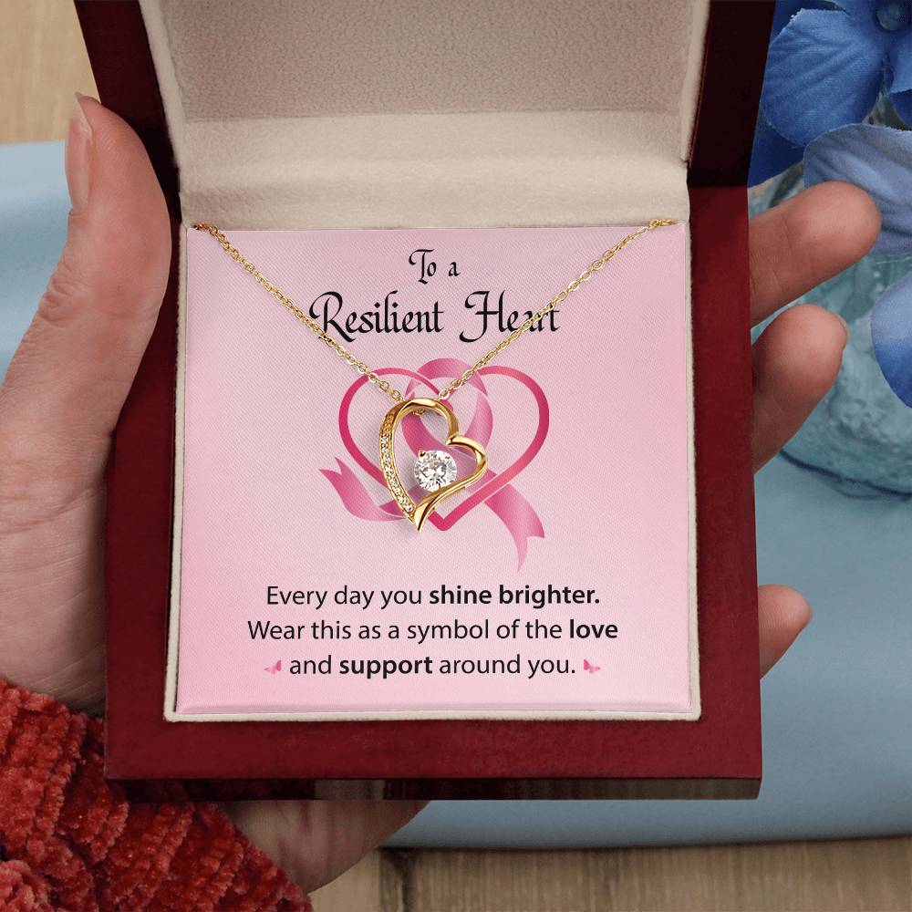 To a Resilient Heart - Alluring Beauty Heart Necklace - Breast Cancer Awareness