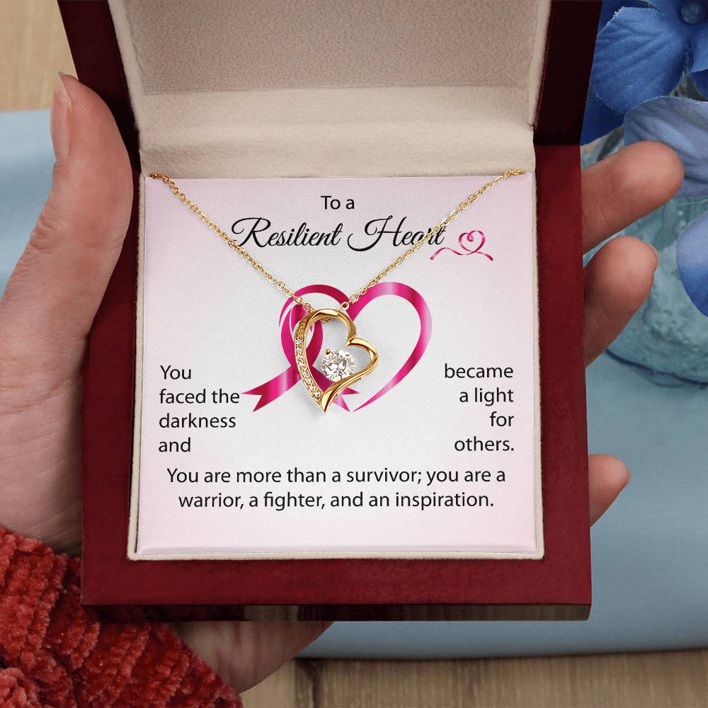 You Faced the Darkness and Became a Light for Others - Breast Cancer Awareness Forever Love Necklace