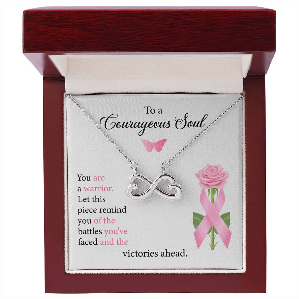 You Are a Warrior - Breast Cancer Awareness Necklace - Endless Love Hearts