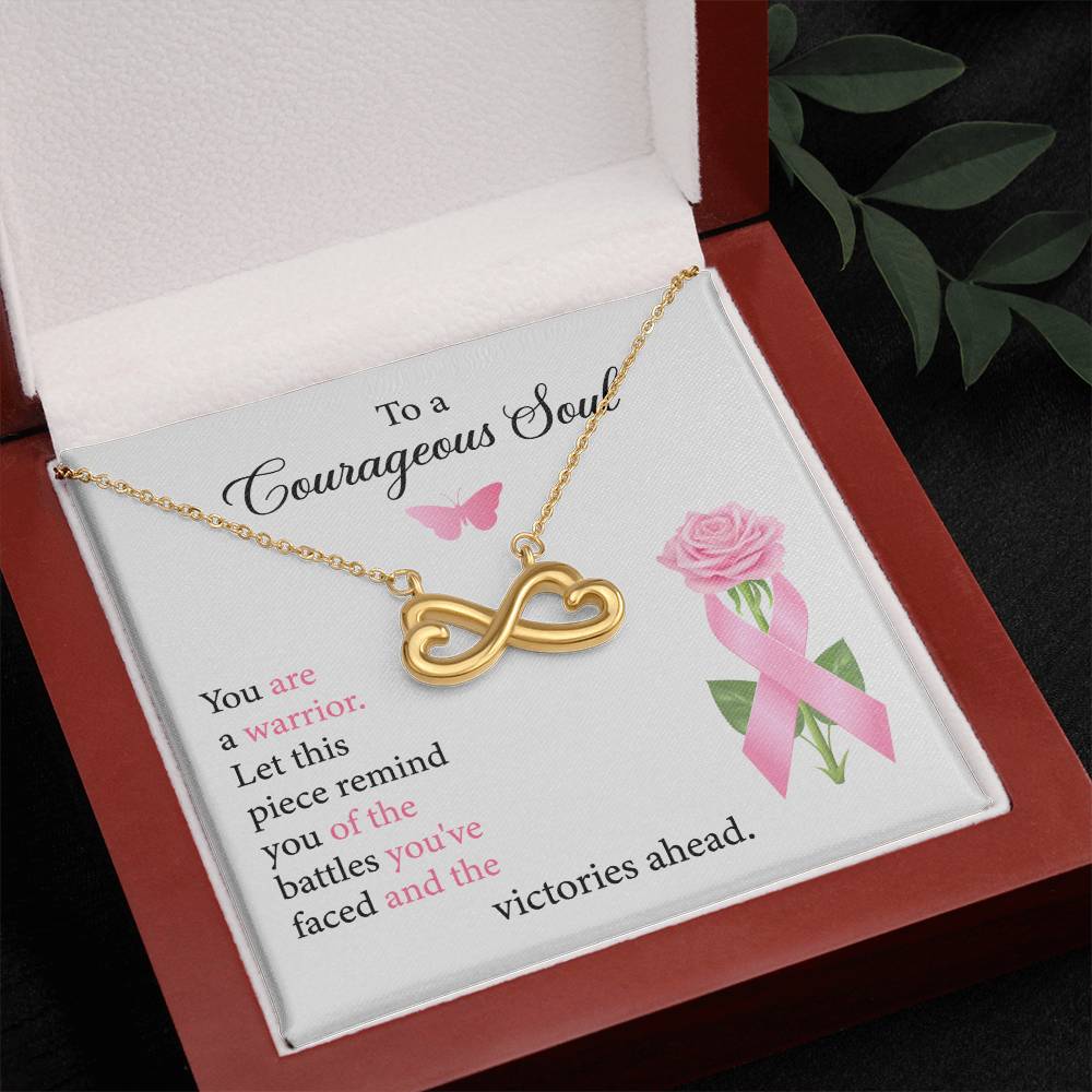 You Are a Warrior - Breast Cancer Awareness Necklace - Endless Love Hearts