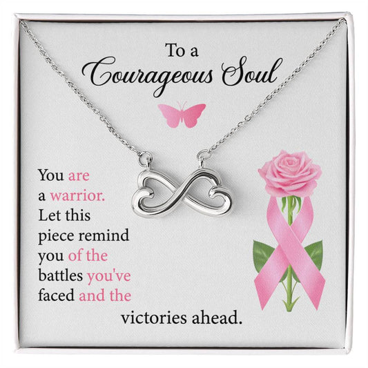 You Are a Warrior - Breast Cancer Awareness Necklace - Endless Love Hearts