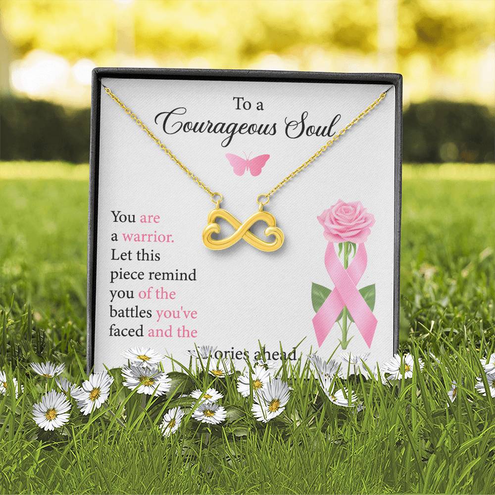 You Are a Warrior - Breast Cancer Awareness Necklace - Endless Love Hearts