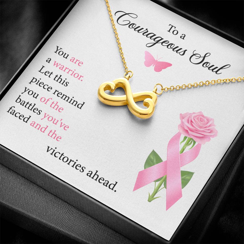 You Are a Warrior - Breast Cancer Awareness Necklace - Endless Love Hearts