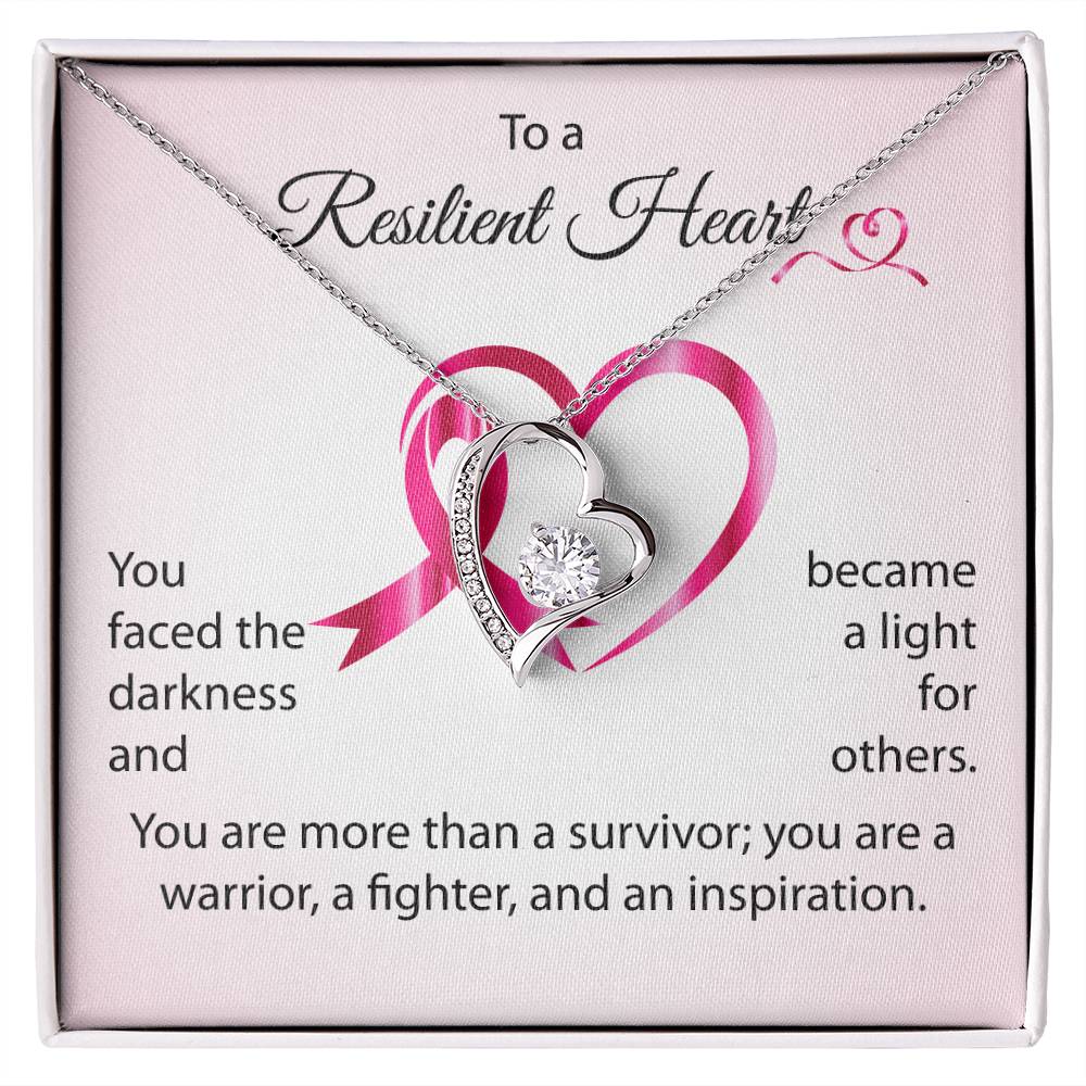 You Faced the Darkness and Became a Light for Others - Breast Cancer Awareness Forever Love Necklace