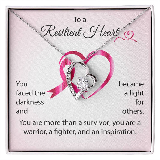 You Faced the Darkness and Became a Light for Others - Breast Cancer Awareness Forever Love Necklace