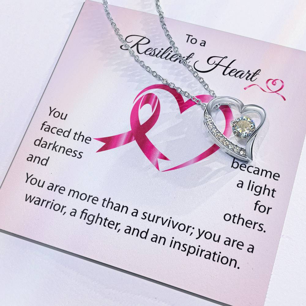 You Faced the Darkness and Became a Light for Others - Breast Cancer Awareness Forever Love Necklace