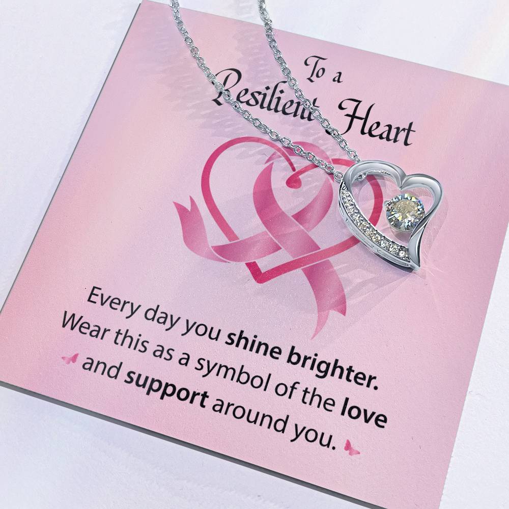 To a Resilient Heart - Alluring Beauty Heart Necklace - Breast Cancer Awareness