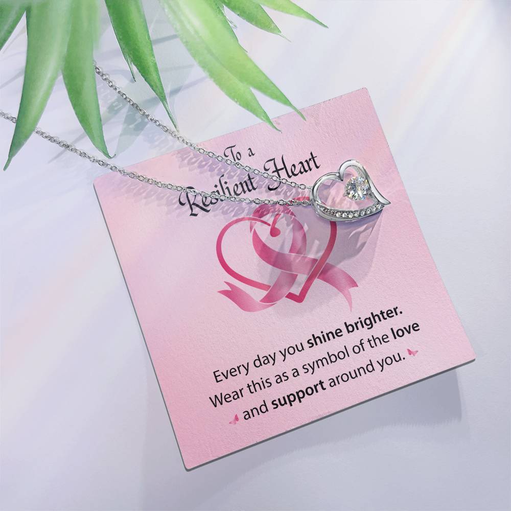 To a Resilient Heart - Alluring Beauty Heart Necklace - Breast Cancer Awareness