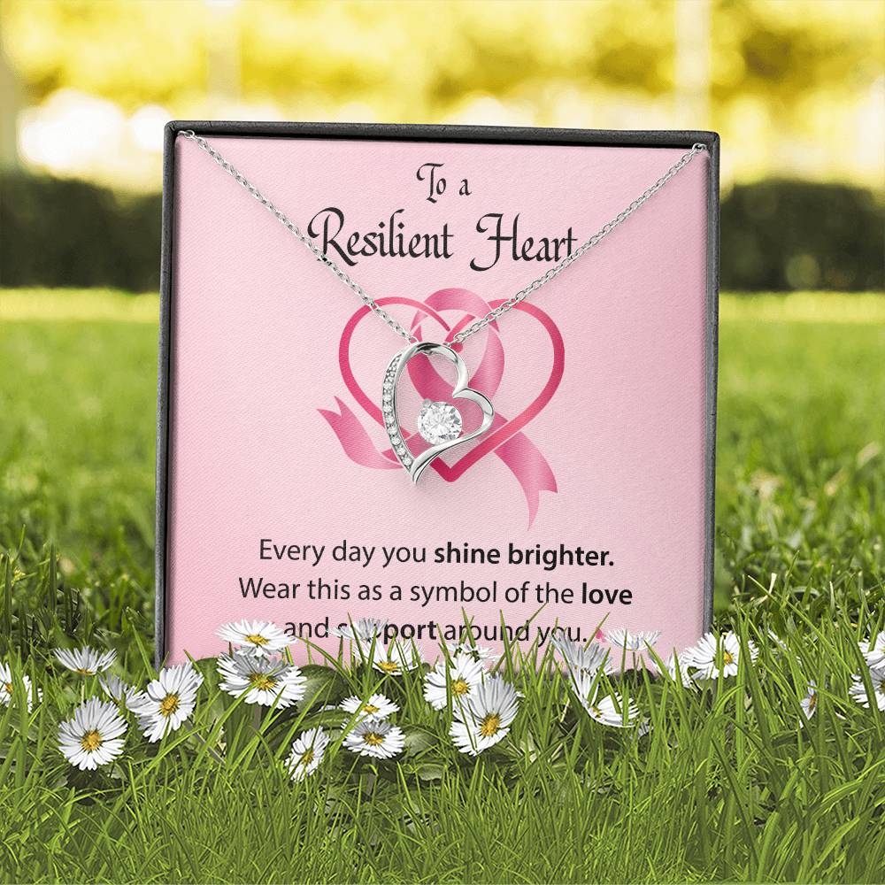 To a Resilient Heart - Alluring Beauty Heart Necklace - Breast Cancer Awareness