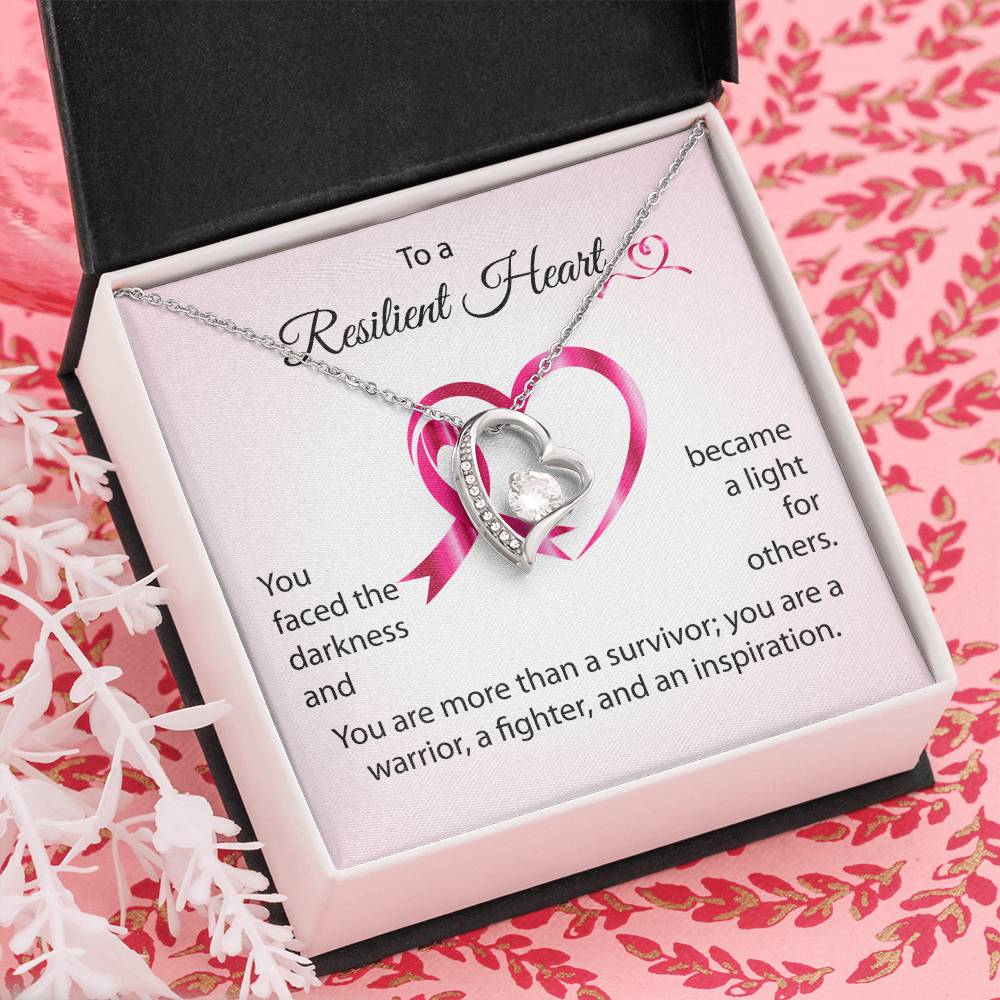 You Faced the Darkness and Became a Light for Others - Breast Cancer Awareness Forever Love Necklace