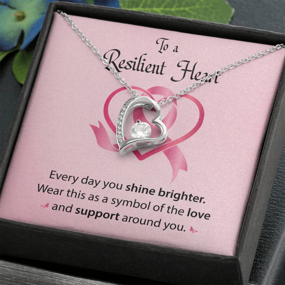 To a Resilient Heart - Alluring Beauty Heart Necklace - Breast Cancer Awareness