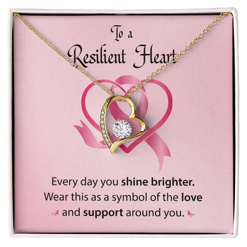 To a Resilient Heart - Alluring Beauty Heart Necklace - Breast Cancer Awareness