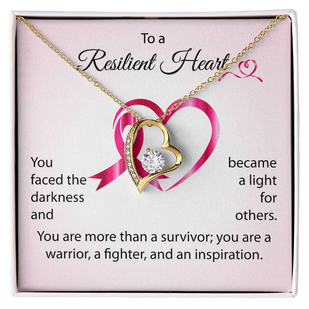 You Faced the Darkness and Became a Light for Others - Breast Cancer Awareness Forever Love Necklace