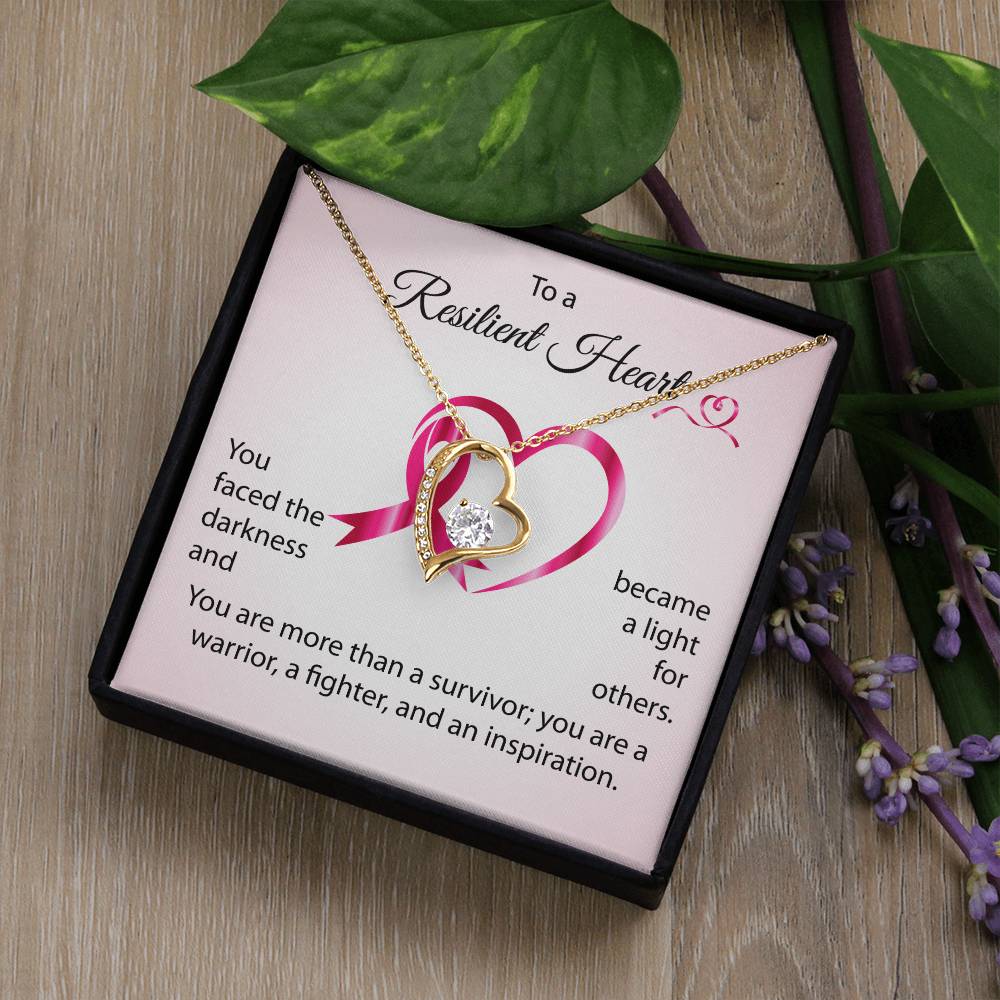 You Faced the Darkness and Became a Light for Others - Breast Cancer Awareness Forever Love Necklace