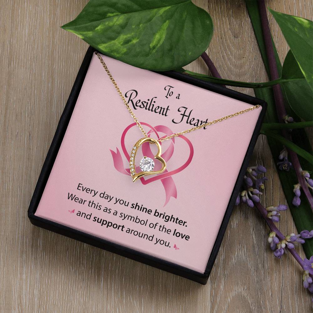 To a Resilient Heart - Alluring Beauty Heart Necklace - Breast Cancer Awareness