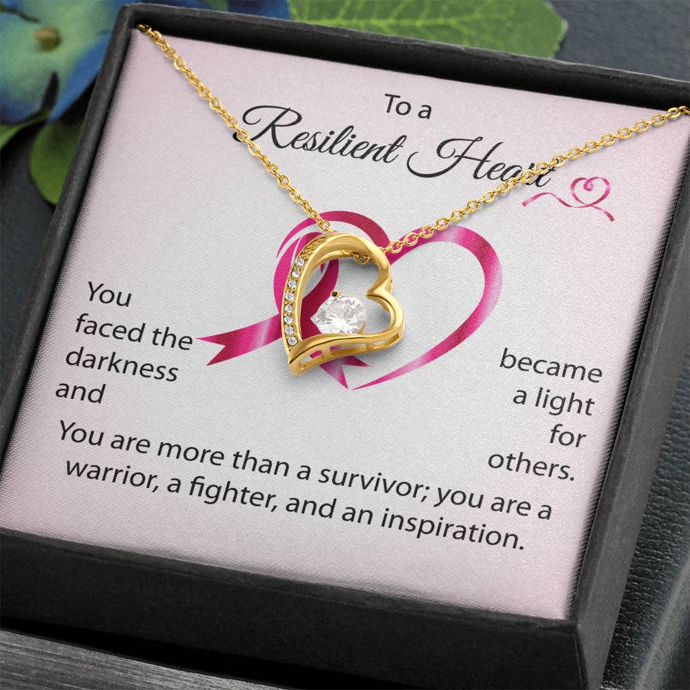 You Faced the Darkness and Became a Light for Others - Breast Cancer Awareness Forever Love Necklace